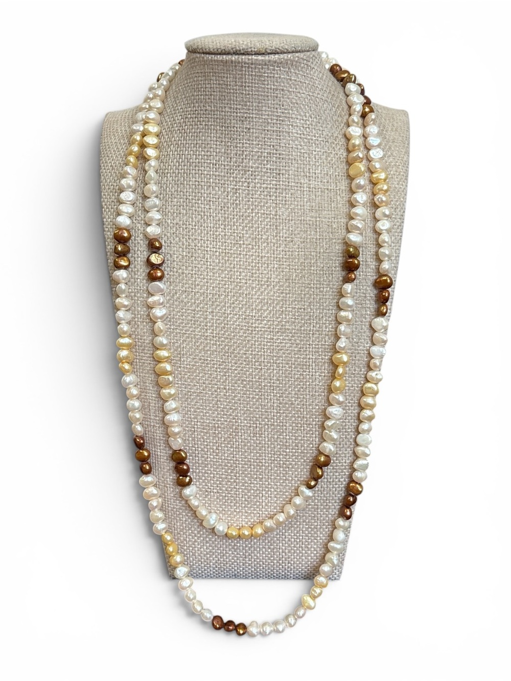 Vintage Multi-Color Freshwater Pearl Long Strand Necklace 47”